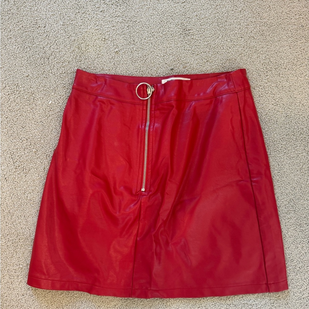 Red leather skirt